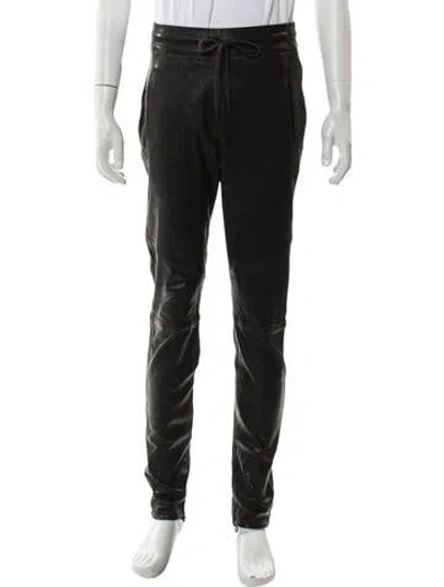 Pre-owned John Elliott Lamb Leather Joggers In Black