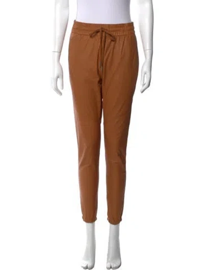 Pre-owned John Elliott Leather Straight Leg Pants In Brown