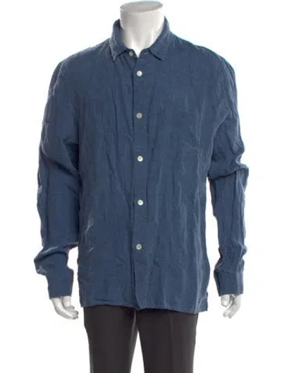 Pre-owned John Elliott Linen Long Sleeve Shirt W/ Tags In Blue