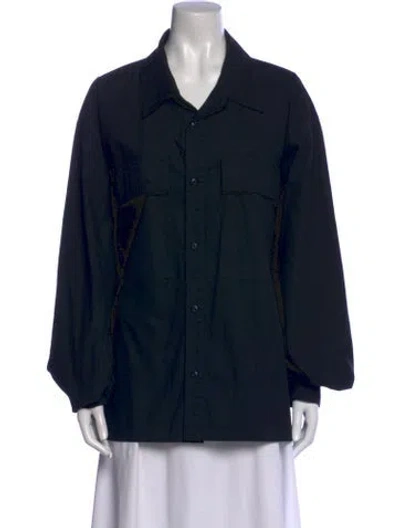 Pre-owned John Elliott Long Sleeve Button-up Top In Black