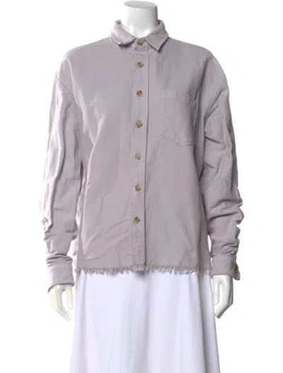 Pre-owned John Elliott Long Sleeve Button-up Top In Purple