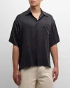 John Elliott Brushed Silk Short Sleeve Shirt In Black