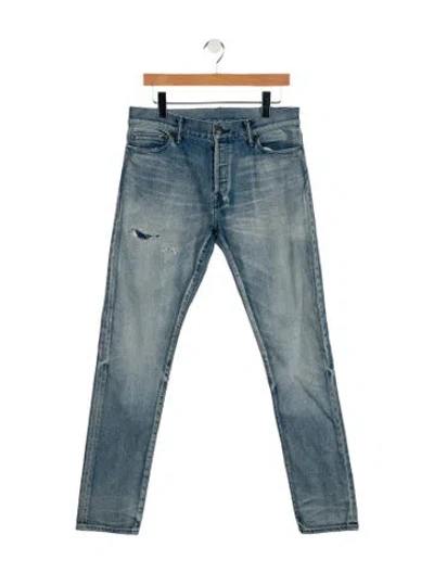 Pre-owned John Elliott Mid-rise Straight Leg Jeans In Blue