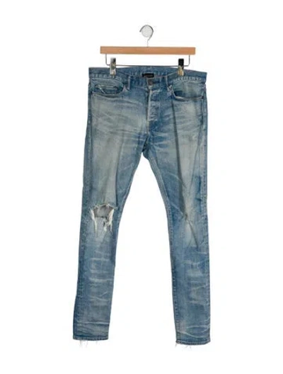 Pre-owned John Elliott Mid-rise Straight Leg Jeans In Blue