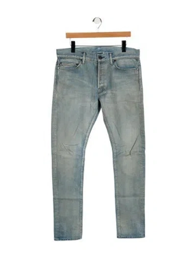 Pre-owned John Elliott Mid-rise Straight Leg Jeans In Blue