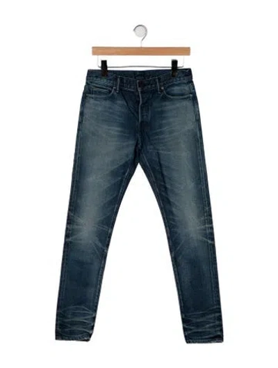 Pre-owned John Elliott Mid-rise Straight Leg Jeans In Blue