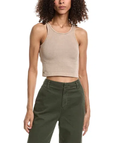 John Elliott Mineral Wash Gemini Rib Cropped Tank In Brown