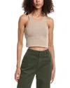 John Elliott Mineral Wash Gemini Rib Cropped Tank In Brown
