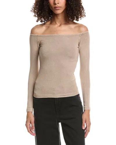 John Elliott Mineral Wash Gemini Rib Top In Brown