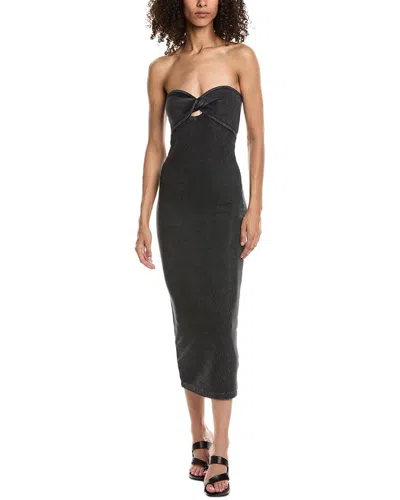 John Elliott Mineral Wash Gemini Rib Twist Maxi Dress In Black