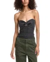 John Elliott Mineral Wash Gemini Rib Twist Top In Black