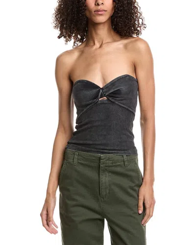 John Elliott Mineral Wash Gemini Rib Twist Top In Black
