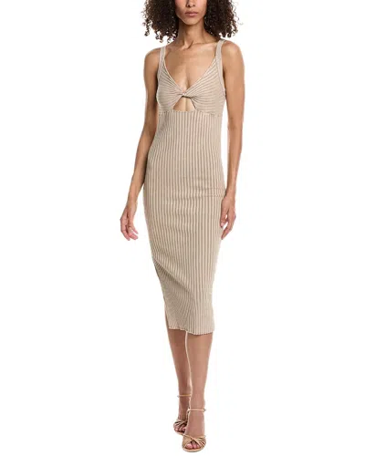 John Elliott Mineral Wash Ginza Rib Twist Midi Dress In Brown