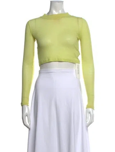 Pre-owned John Elliott Mock Neck Long Sleeve Crop Top In Green