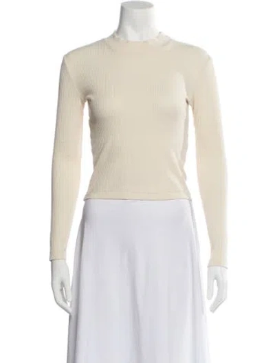 Pre-owned John Elliott Mock Neck Long Sleeve Crop Top In Neutral