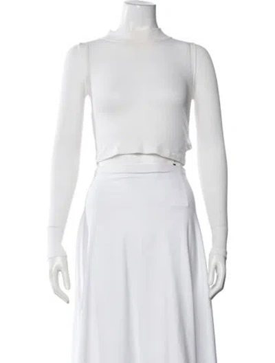 Pre-owned John Elliott Mock Neck Long Sleeve Crop Top W/ Tags In White
