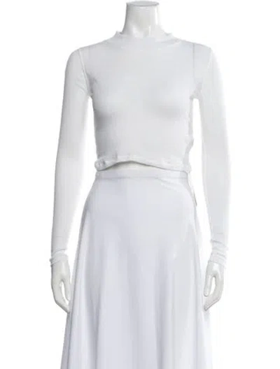 Pre-owned John Elliott Mock Neck Long Sleeve Crop Top In White