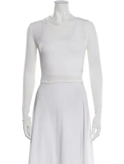 Pre-owned John Elliott Mock Neck Long Sleeve Crop Top In White