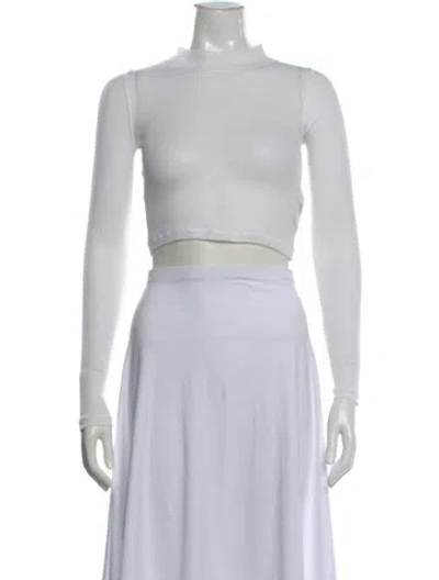 Pre-owned John Elliott Mock Neck Long Sleeve Crop Top In White