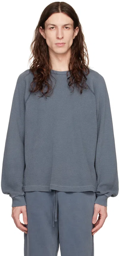 John Elliott Navy Thermal Sweatshirt In Washed Navy