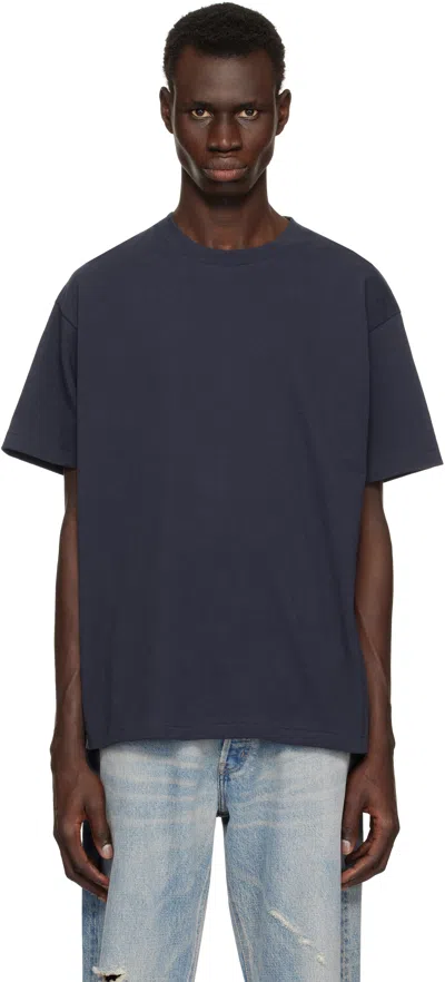 John Elliott Navy University T-shirt In Dark Navy