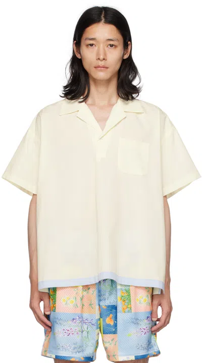 John Elliott Off-white Boxy Shirt In Salt X Lt Blue