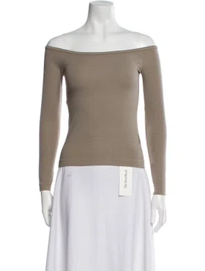 Pre-owned John Elliott Off-the-shoulder Long Sleeve Top In Neutral