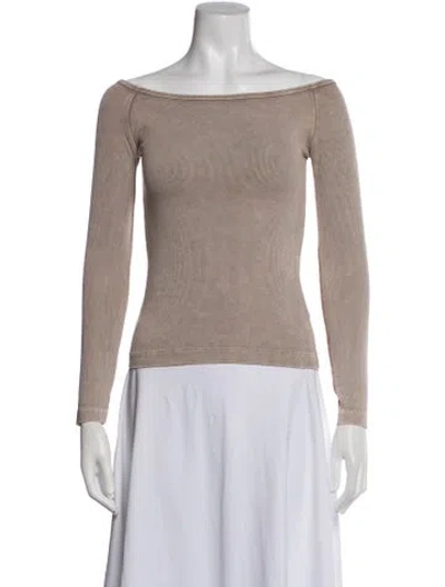 Pre-owned John Elliott Off-the-shoulder Long Sleeve Top In Neutrals