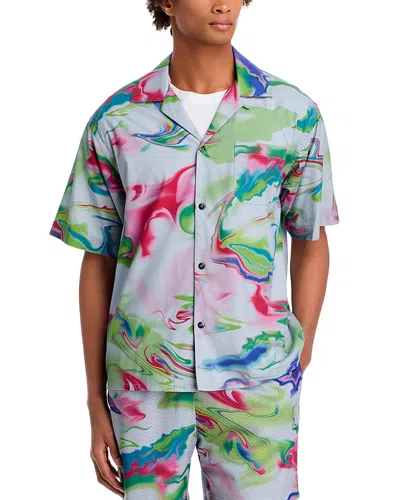 John Elliott Oversized Printed Camp Shirt In Celes