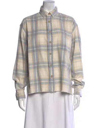 Pre-owned John Elliott Plaid Print Long Sleeve Button-up Top In Neutrals