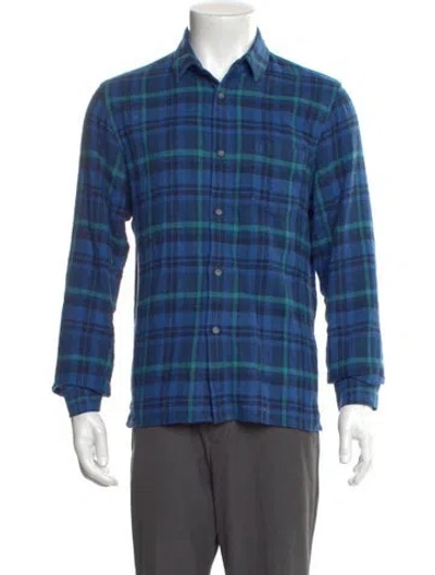 Pre-owned John Elliott Plaid Print Long Sleeve Shirt In Blue