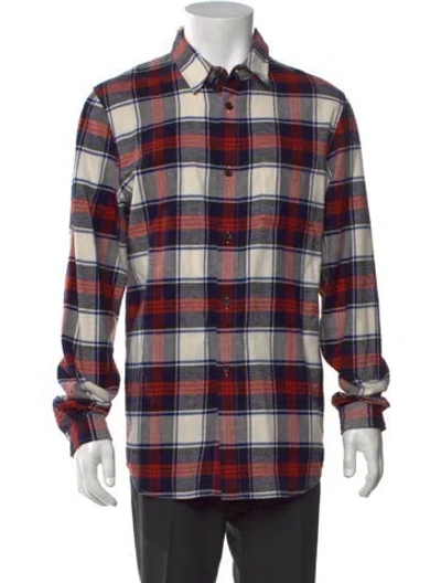 Pre-owned John Elliott Plaid Print Long Sleeve Shirt In Blue