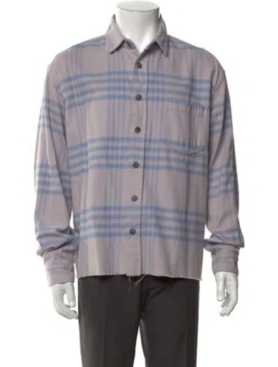Pre-owned John Elliott Plaid Print Long Sleeve Shirt In Blue