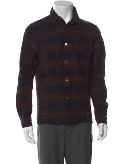Pre-owned John Elliott Plaid Print Long Sleeve Shirt In Brown