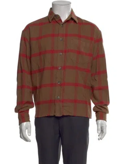 Pre-owned John Elliott Plaid Print Long Sleeve Shirt In Brown