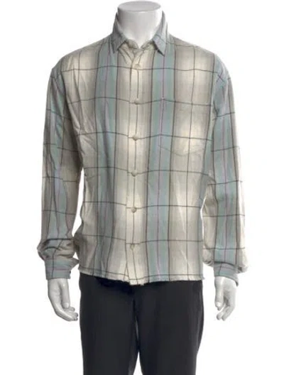 Pre-owned John Elliott Plaid Print Long Sleeve Shirt In Gray