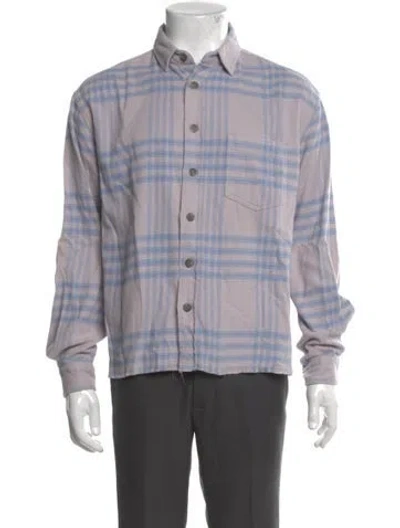 Pre-owned John Elliott Plaid Print Long Sleeve Shirt In Gray
