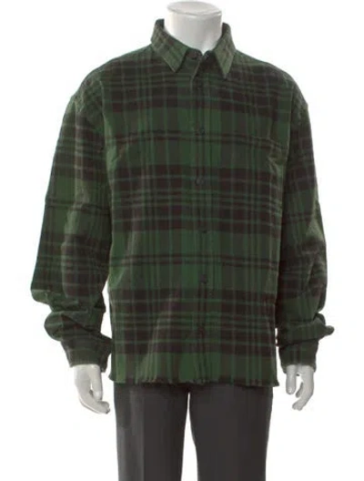Pre-owned John Elliott Plaid Print Long Sleeve Shirt In Green