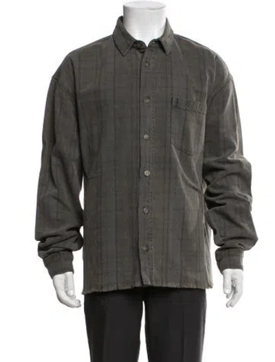 Pre-owned John Elliott Plaid Print Long Sleeve Shirt In Green