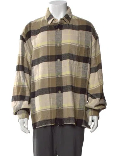 Pre-owned John Elliott Plaid Print Long Sleeve Shirt In Neutral