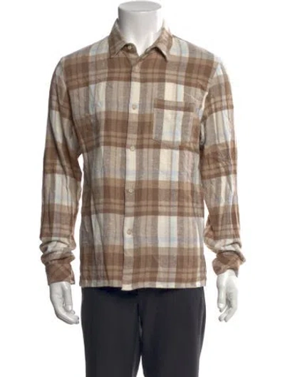 Pre-owned John Elliott Plaid Print Long Sleeve Shirt In Neutral
