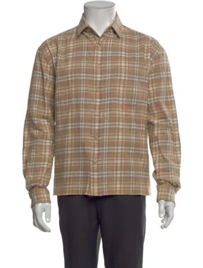 Pre-owned John Elliott Plaid Print Long Sleeve Shirt In Neutral