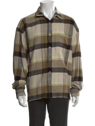 Pre-owned John Elliott Plaid Print Long Sleeve Shirt In Neutral