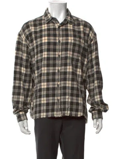 Pre-owned John Elliott Plaid Print Long Sleeve Shirt In Neutrals
