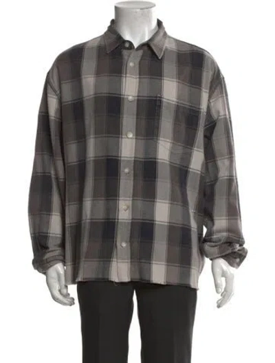 Pre-owned John Elliott Plaid Print Long Sleeve Shirt In Neutrals