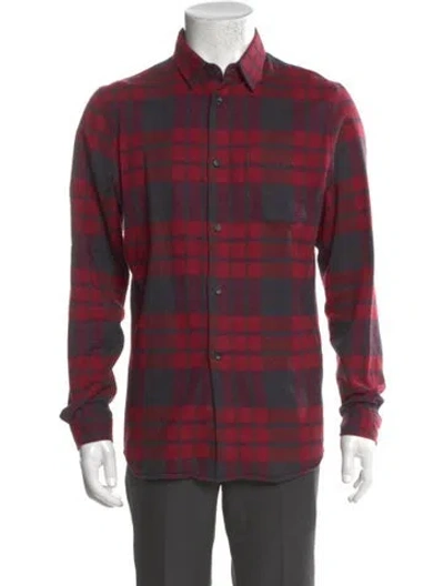 Pre-owned John Elliott Plaid Print Long Sleeve Shirt In Red