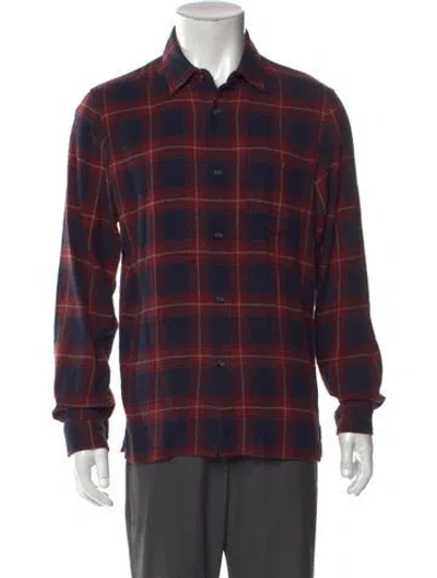 Pre-owned John Elliott Plaid Print Long Sleeve Shirt In Red