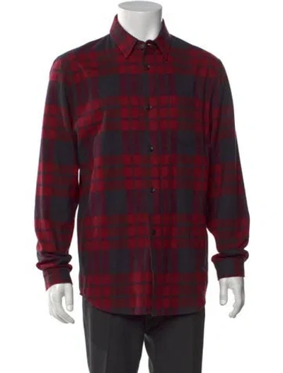 Pre-owned John Elliott Plaid Print Long Sleeve Shirt In Red