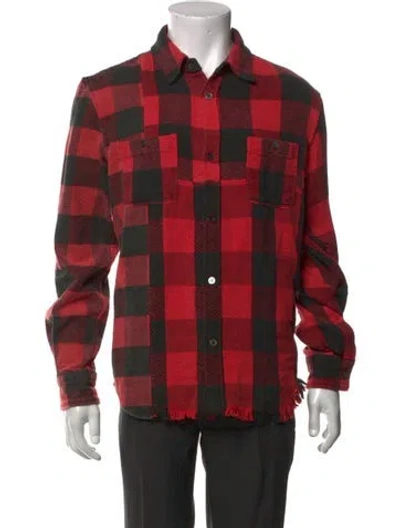 Pre-owned John Elliott Plaid Print Long Sleeve Shirt In Red