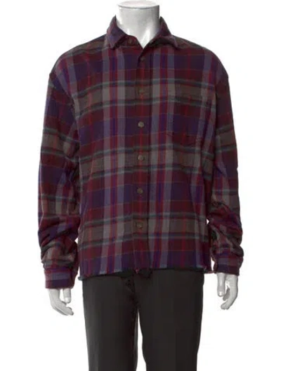 Pre-owned John Elliott Plaid Print Long Sleeve Shirt In Red